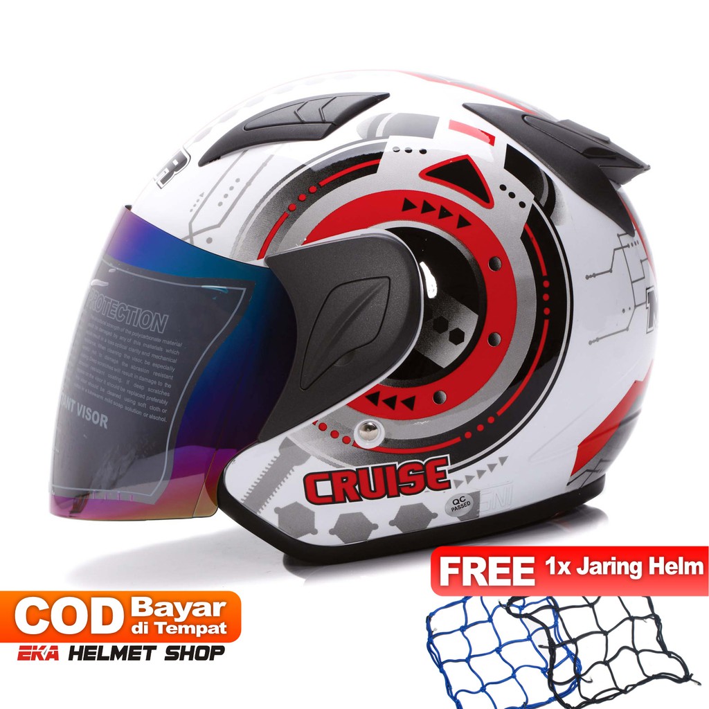 [Helm Dewasa] MSR Helmet Javelin - Cruise - Putih Merah + Promo Gratis Jaring Helm