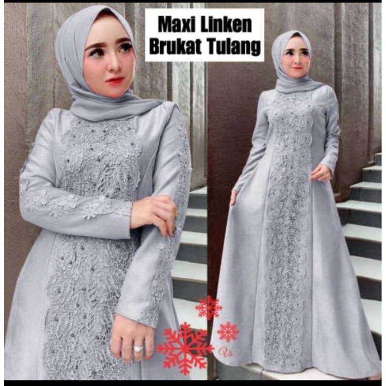 Gamis Remaja Maxy Linken Fashion Wanita Dress Muslim Pesta Kondangan Party Kekinian Terbaru 2021