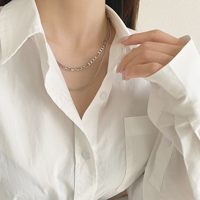 Temperament double layer niche light luxury simple stacking clavicle chain