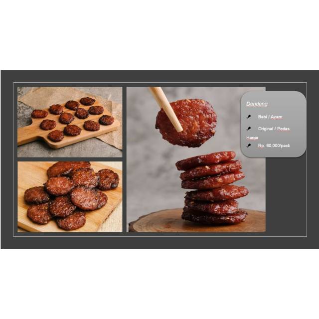 

Dendeng Ayam dan Babi per 100gram