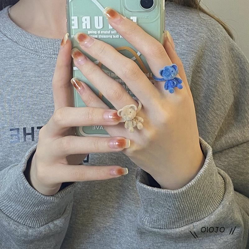 【COD】Cincin Model Terbuka Desain Beruang Kartun Adjustable Untuk Wanita