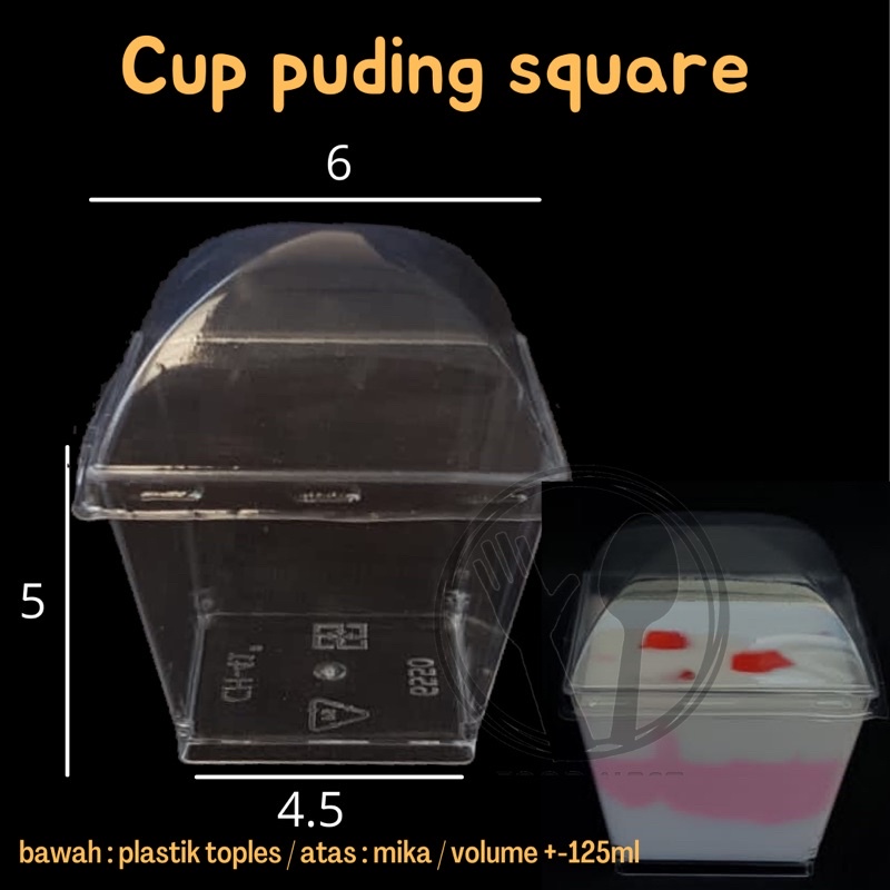 CUP PUDING JELLY JELI KOTAK AGAR-AGAR KACA BENING CUP PUDING UNIK CH41 ch-41Jelly Cup / Gelas Puding 160 ml Kotak CH 41