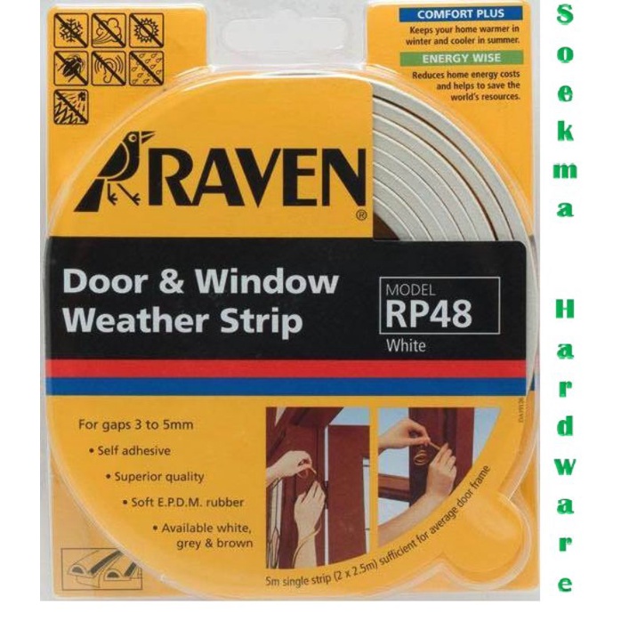 RAVEN RP48 White putih 6 Meter Door Window Seal Penutup Celah Kusen