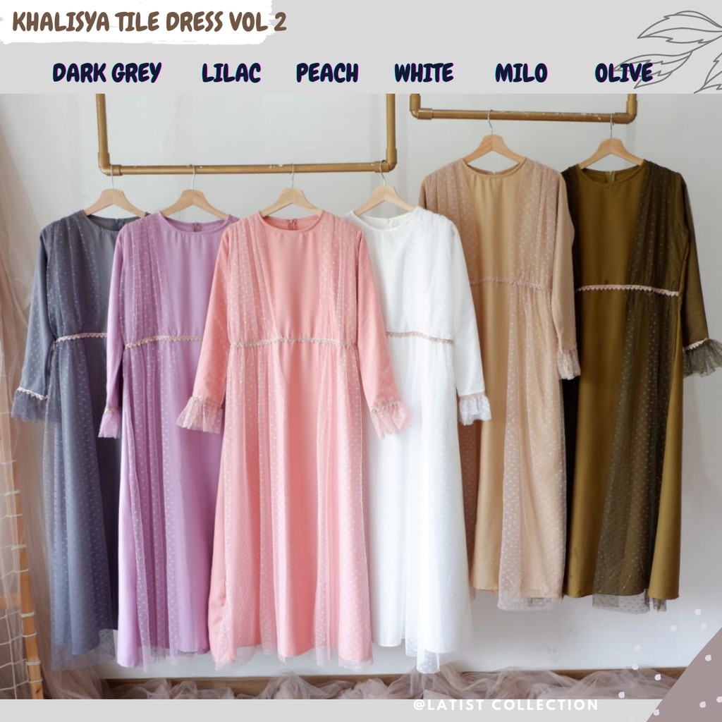 Khalisya Lace Dress/Dress Tile Ld 106/Dress Payet/Gamis Pesta/Gamis Lebaran/Dress Maternity