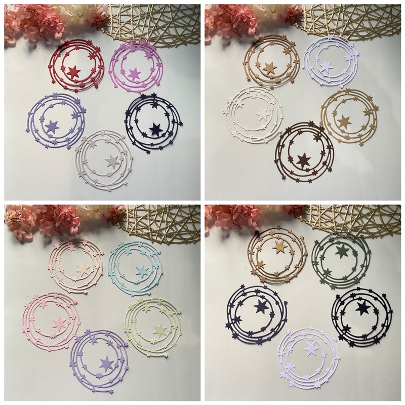 

1set isi 5pc die cut / cut die / dies cut / cut dies for scrapbook journal journaling bujo circle star bintang