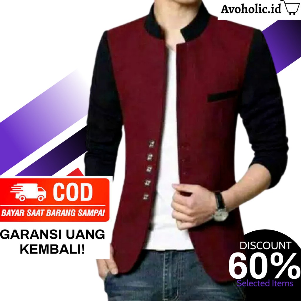 JAS BLAZER PRIA JAS COWO JAS KERJA JAS KANTOR SERI MERAH HITAM
