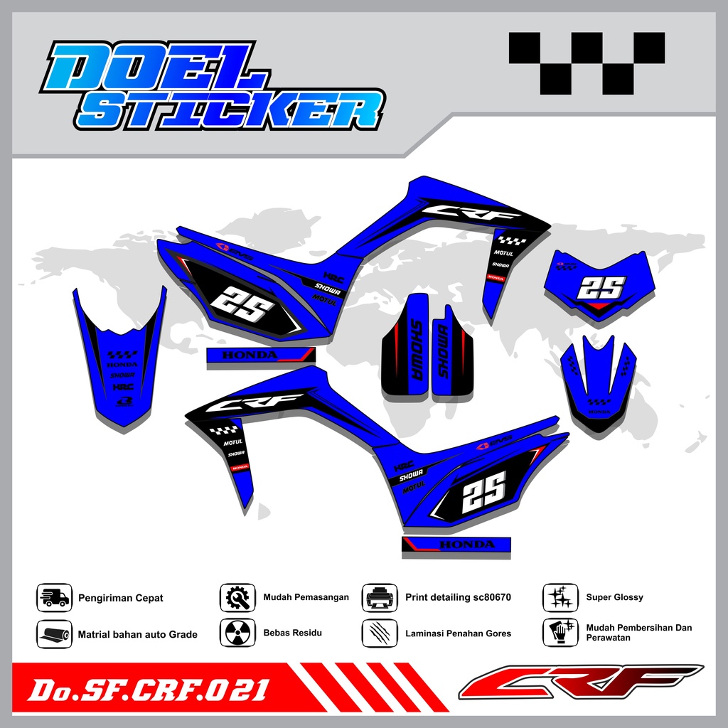 Sticker Striping Semifull CRF 150L List Variasi Hologram Pelangi,Crome Doel  021