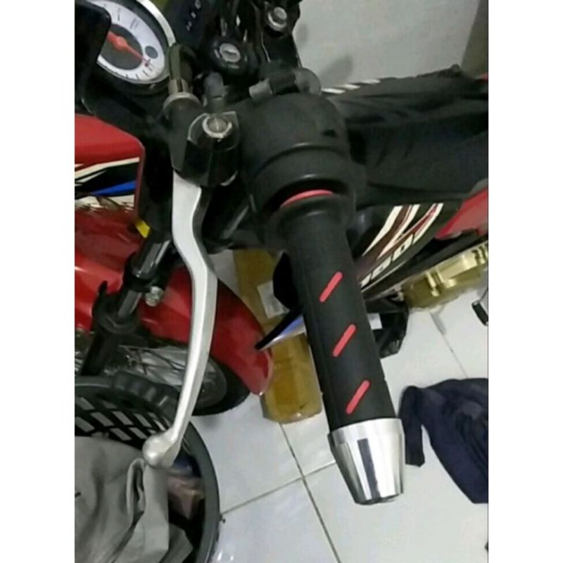 Promo Hand Grip Hanfat Handgrip garis + jalu stang chrome universal semua motor nmax pcx aerox vario scoopy mio universal