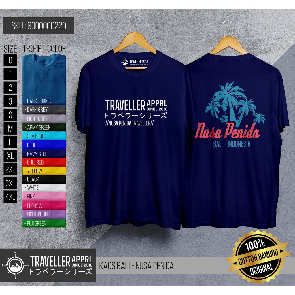 Kaos Nusa Penida - Kaos Bali Premium Quality dengan Bahan Cotton Bamboo
