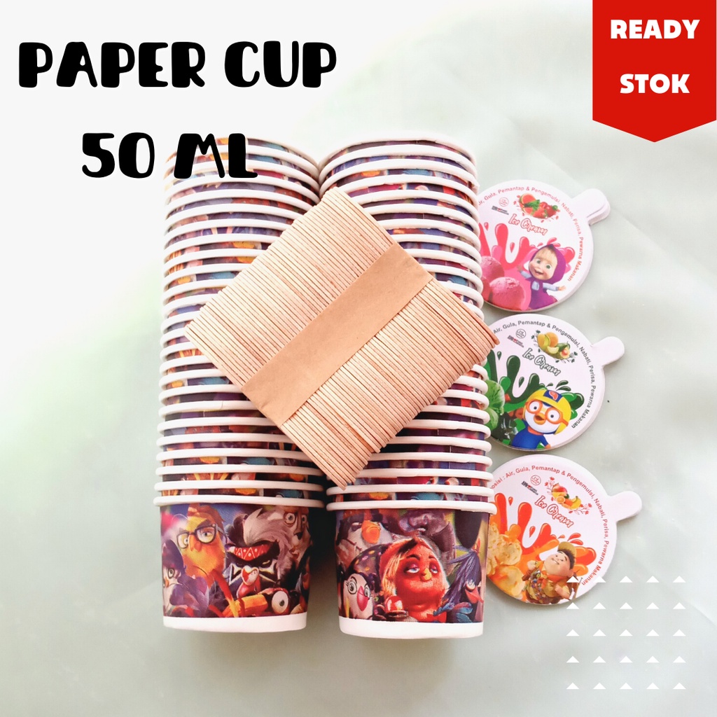 Jual Cup Kertas Untuk Ice Cream Cup Plastik 50 Ml Unik Cup Es Krim Dan Tutupnya Paper 50 Ml 8972