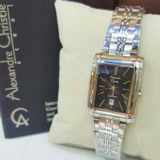 Jam Tangan Alexandre Christie AC8408 Wanita Original Silver Black