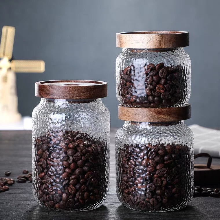 Toples Tutup Kayu Kedap Udara Botol Bumbu Tempat Gula Teh Kopi Glass Storage Jar