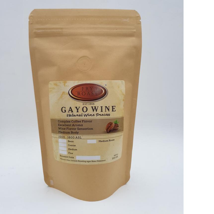 

SALE!! (zqh-491) KOPI ARABICA GAYO NATURAL WINE PROCESS 200 GR BIJI/BUBUK