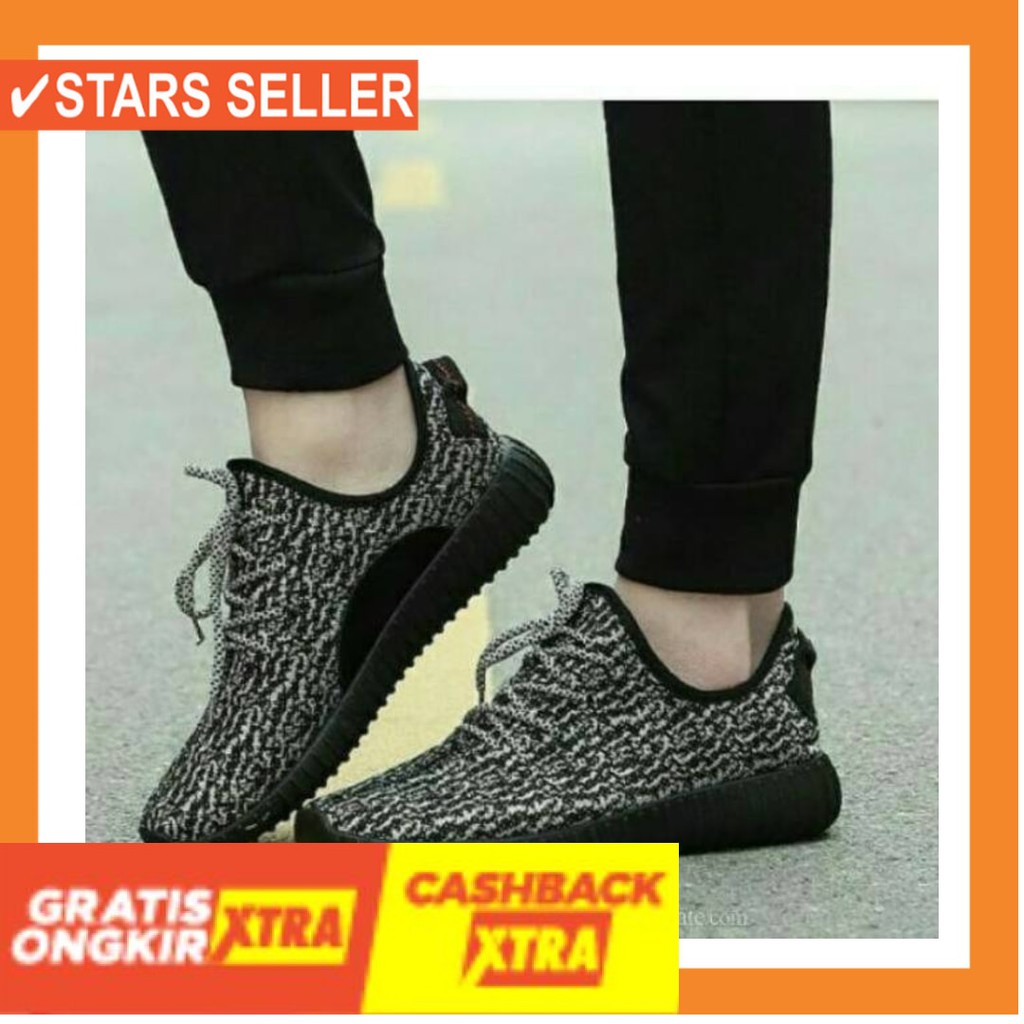 (BAYAR DI TEMPAT) MURAH BARU ASLI ORIGINAL NEW 2020 / SEPATU ADS YZY BINTIK HITAM SOL HITAM