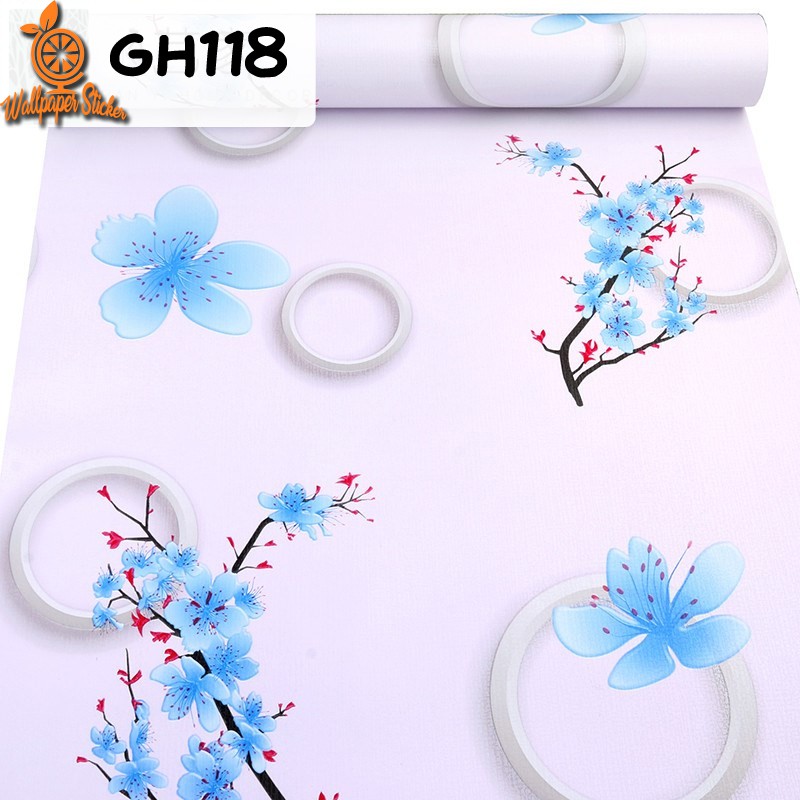 (COD) Wallpaper Stiker Dinding / Walpaper dinding Kamar Tidur Wallpaper Motif Bunga Ring Polos