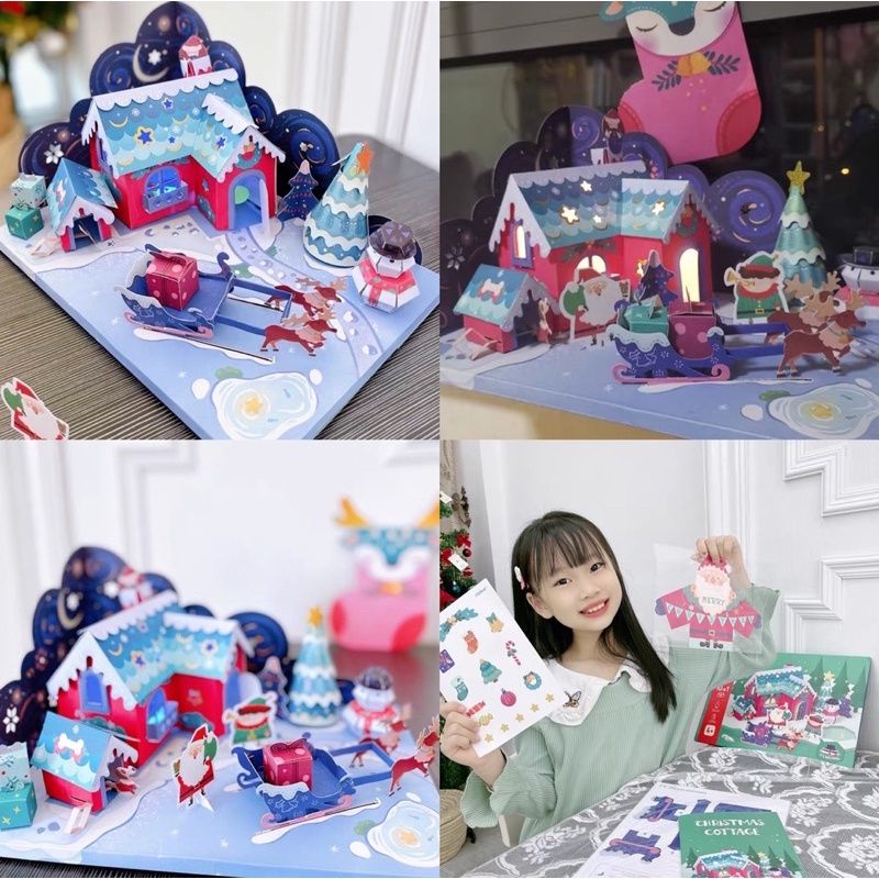 mideer diy christmas cottage paper craft origami prakarya anak rumah natal