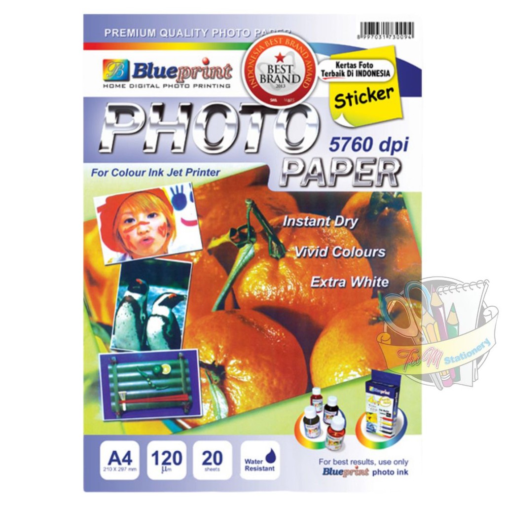 

Blueprint Photo Paper Glossy Sticker A4 120gsm 20sheet Kertas Photo
