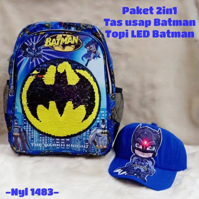 Tas anak usap superhero free topi led