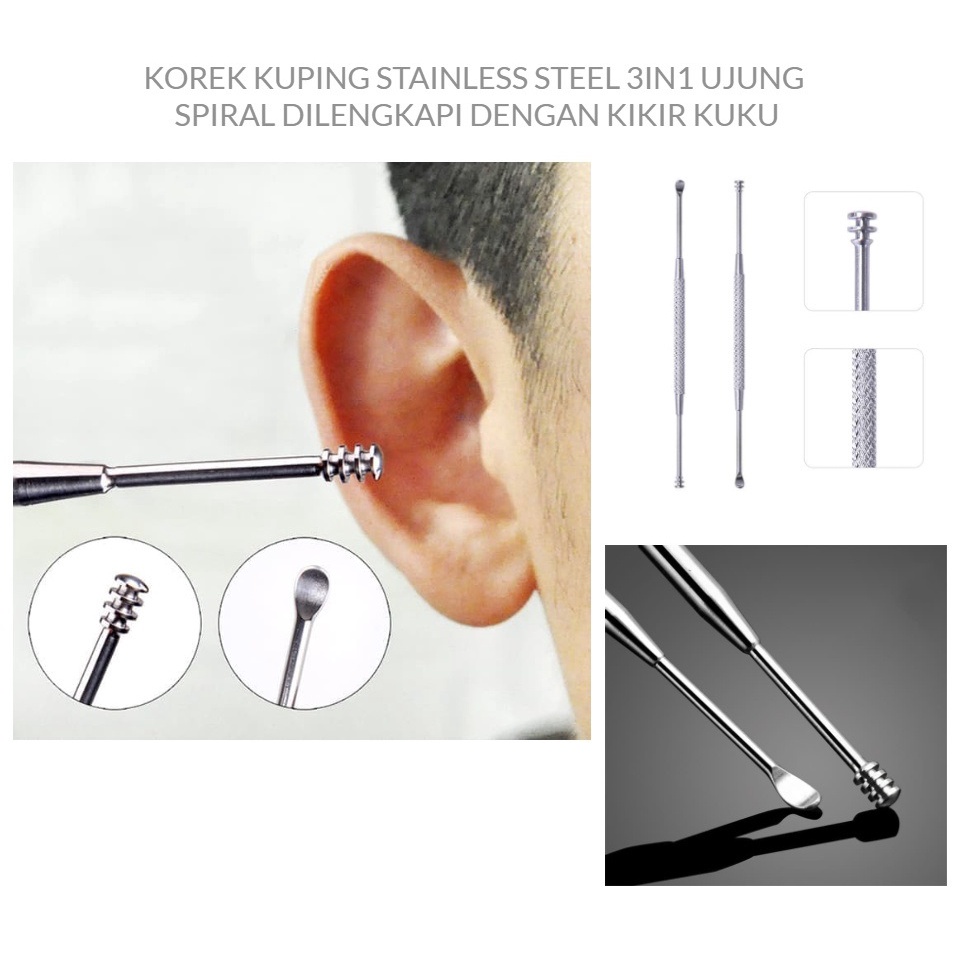 SET Ear Cleaner Pembersih Telinga Korek Kuping 6 PCS Stainless Steel A