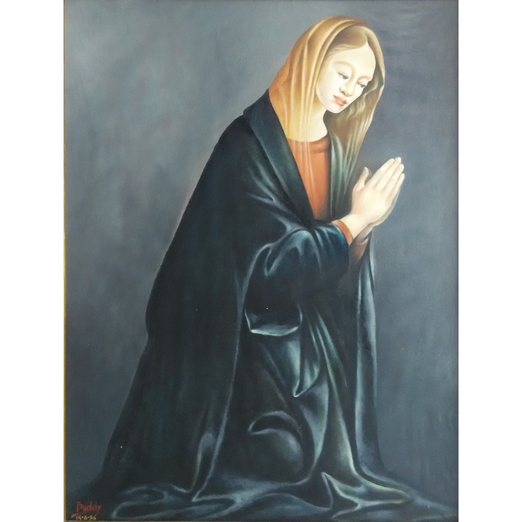 

Lukisan Bunda Maria sedang BERDOA media cat minyak di kanvas, 75 x 100 cm