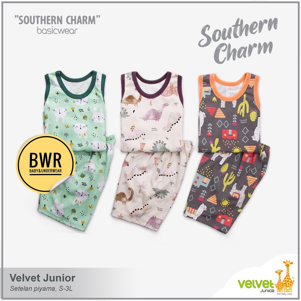 Velvet Junior Terbaru KUTUNG SOUTHERN Charm / Setelan Anak Unisex Gems Lengan Buntung | Bwr