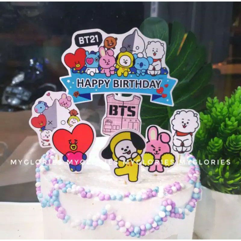 Toper Kue Ulang Tahun BT21 Hiasan Kue Ulang Tahun KPOP