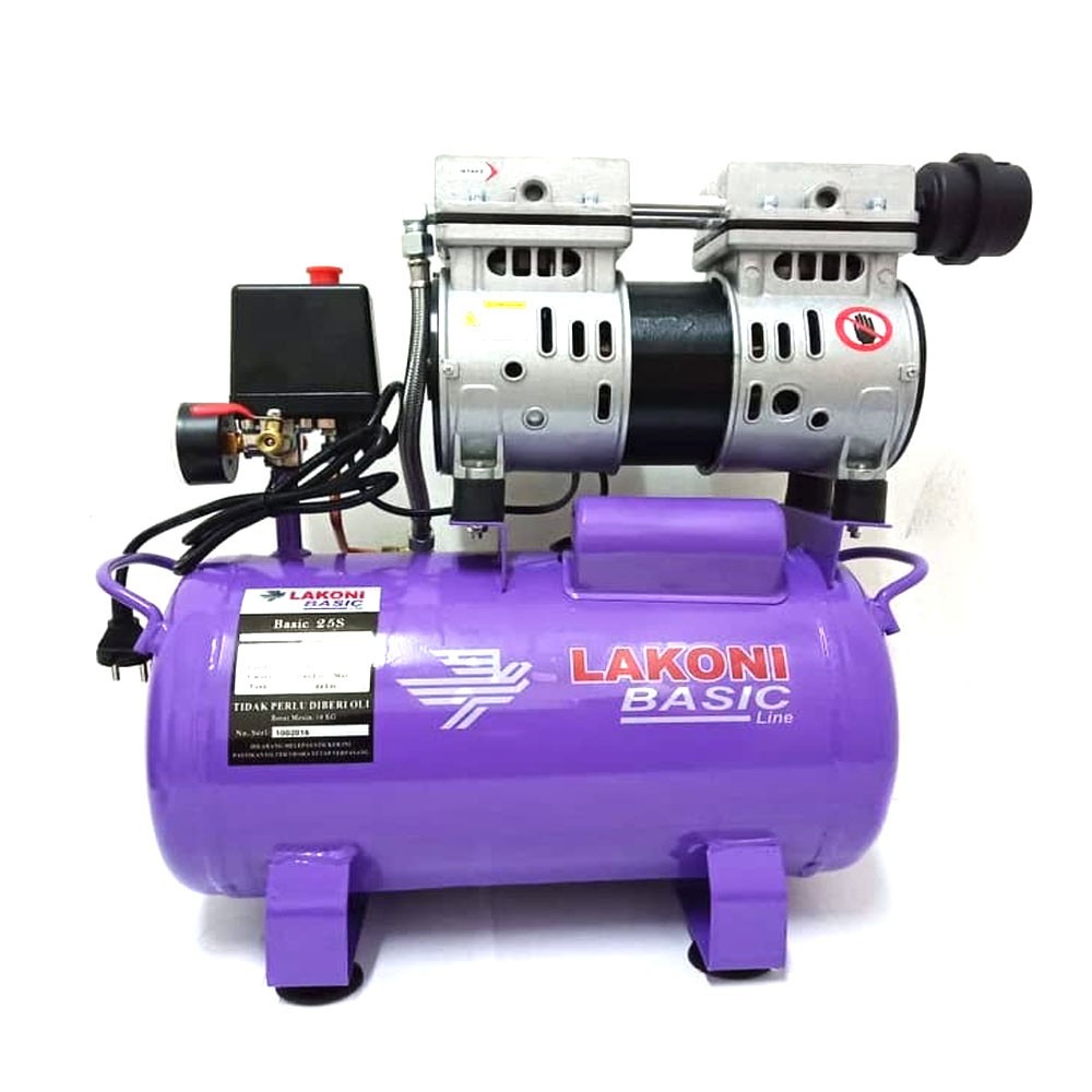 Mesin Kompresor Compressor Oilless Lakoni Basic 25S 0.75HP 24L