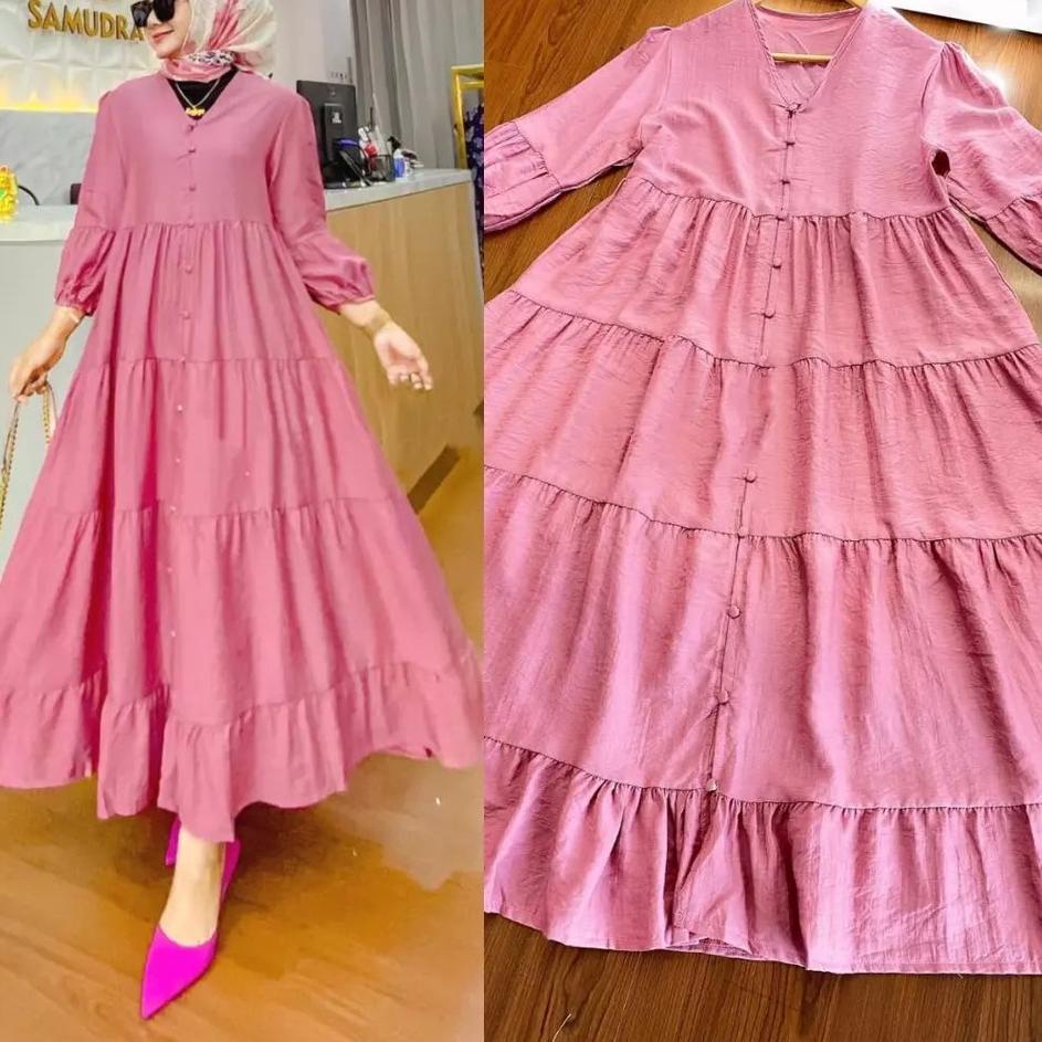 ۝ Livy Midi Dress Gamis Jumbo XL, XXL, XXXL Long Dress Polos Matt Katun Rayon Ootd Korean Style Musl