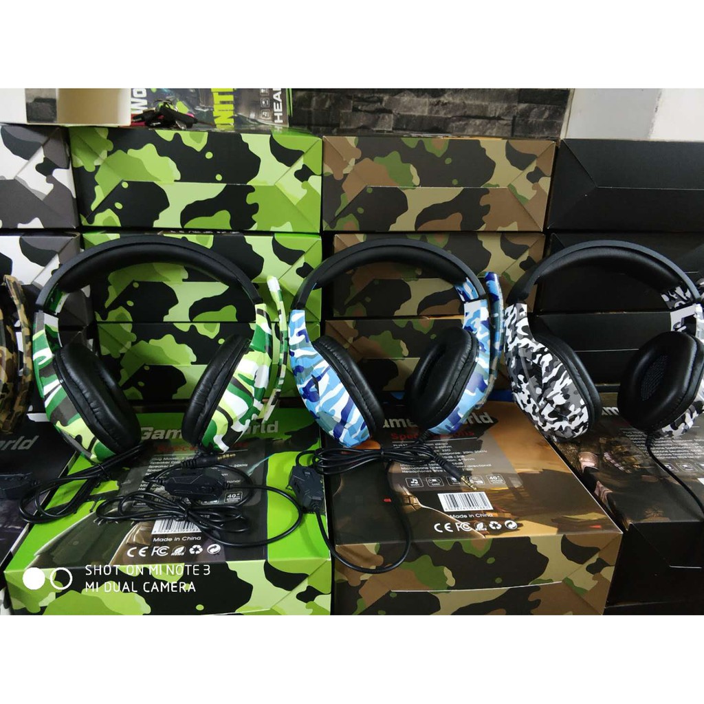 Gaming Headphone Headset Army Camouflage PC PS4 Power Bass OIVO