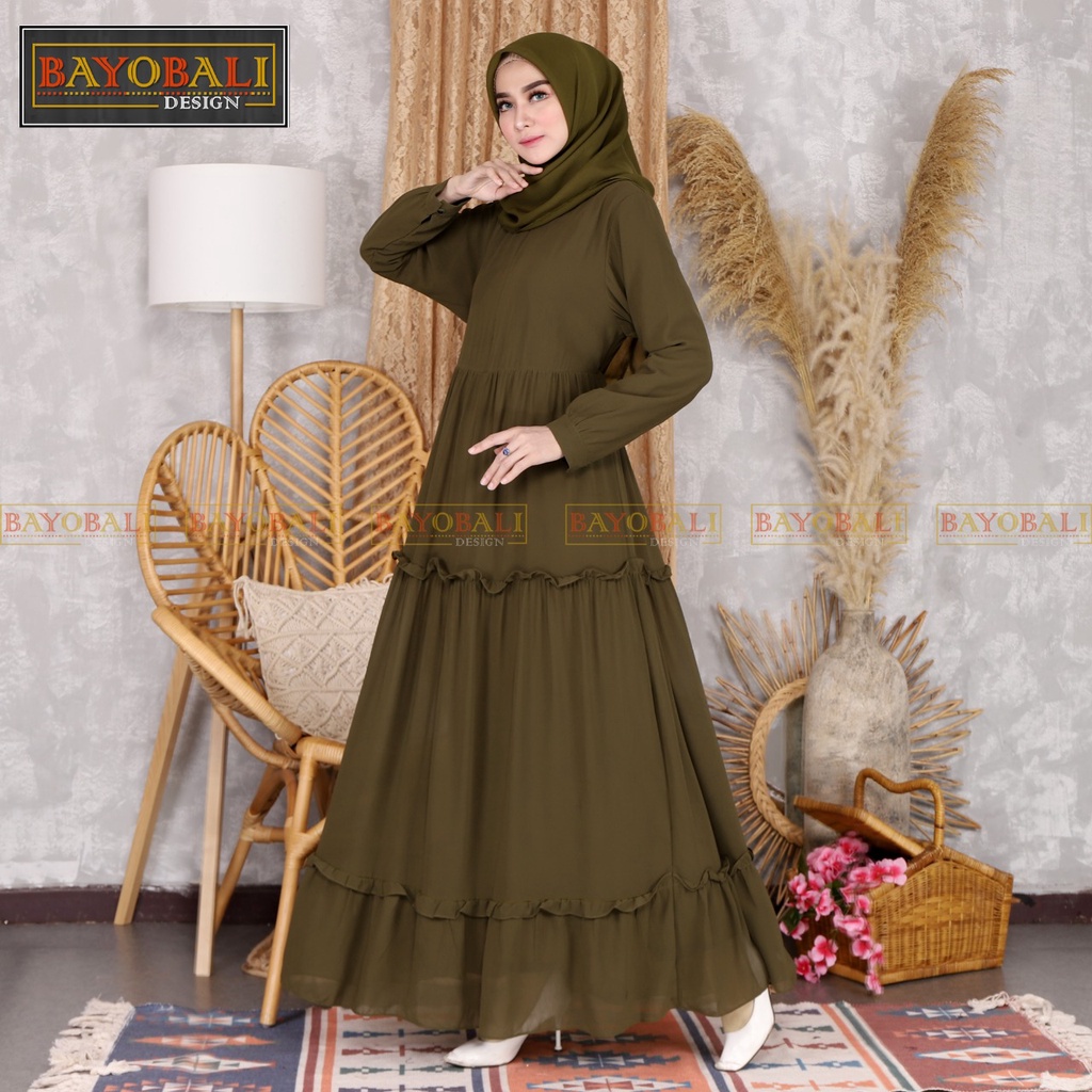 Baju Gamis Wanita Terbaru | Gamis Ceruty Babydoll Jumbo|Fashion Muslim Wanita Termurah |Gamis syari-olive
