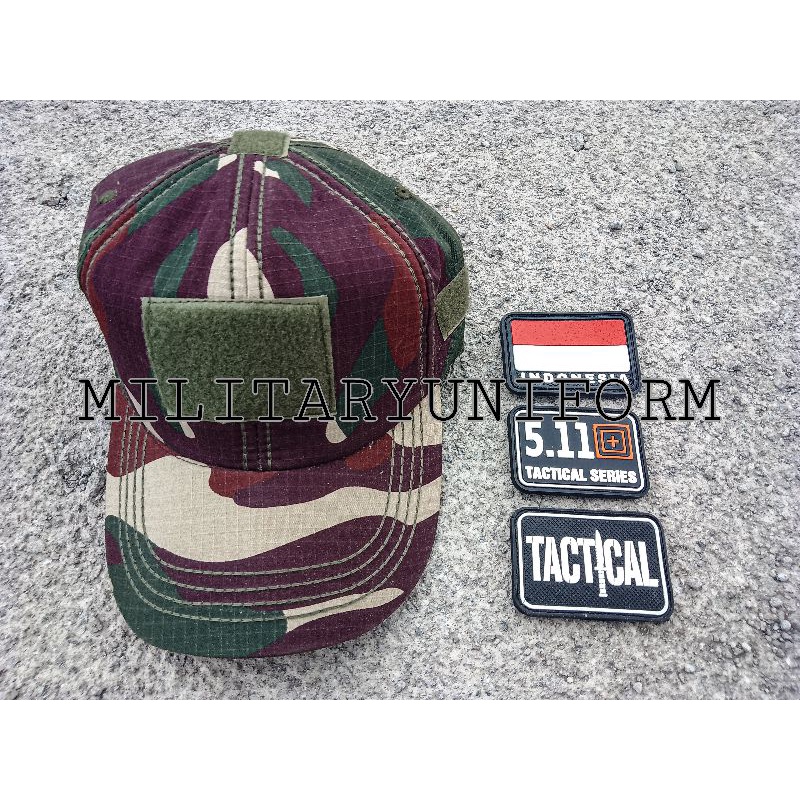 topi loreng kopassus velcro emblem karet