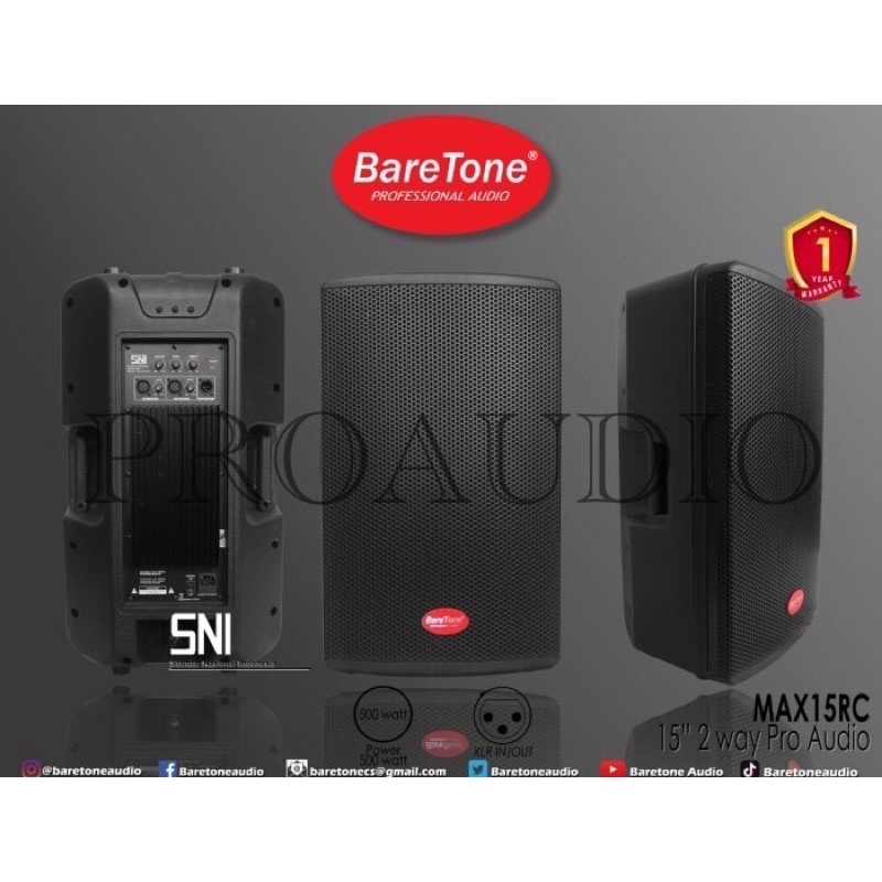 speaker aktif baretone 15 inch MAX 15 RC / MAX 15 RC 500 watt original