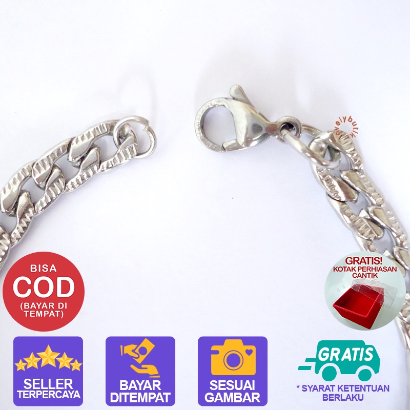 Promo Bonus Kotak Perhiasan Gelang Tangan Wanita Titanium Anti Karat Vin4 Gelang Rantai Wanita anti Luntur Terbaru Import Lovelybutik