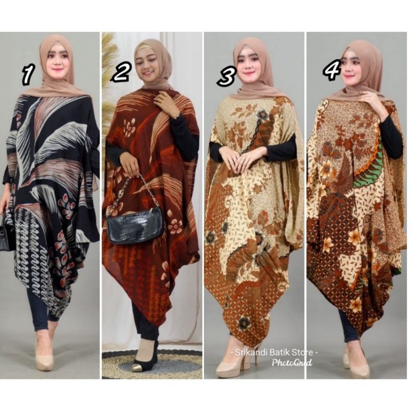 TERBARU# Kaftan Batik Asimetris Katun Paris premium Warna ...