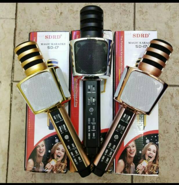 MIC BLUETOOTH ORIGINALSDRD SD17/MIRCOPHONE WIRELESS KTV MAGIC KARAOKE PORTABLE MIC SPEAKER SMULE