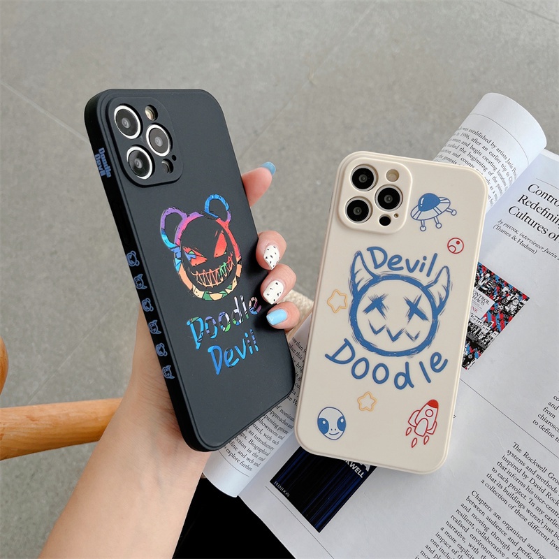 Soft case Motif Kartun graffiti Untuk Iphone 11 12 13 Pro Max 6 6s 7 8 Plus XS Max X XR SE