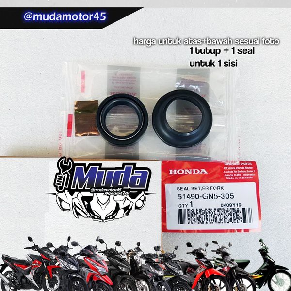 SEAL SHOCK BEAT SUPRA VARIO SCOOPY SPACY GENIO BLADE 110 125 150 160 PCX SET FR FORK 51490-GN5-305 K