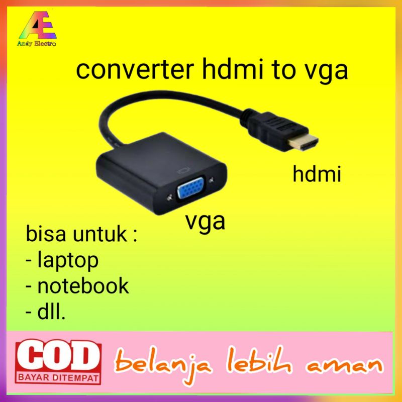 [COD] CONVERTER HDMI TO VGA | SAMBUNGAN HDMI KE VGA | KONVERTER HDMI TO VGA | KABEL HDMI KE VGA