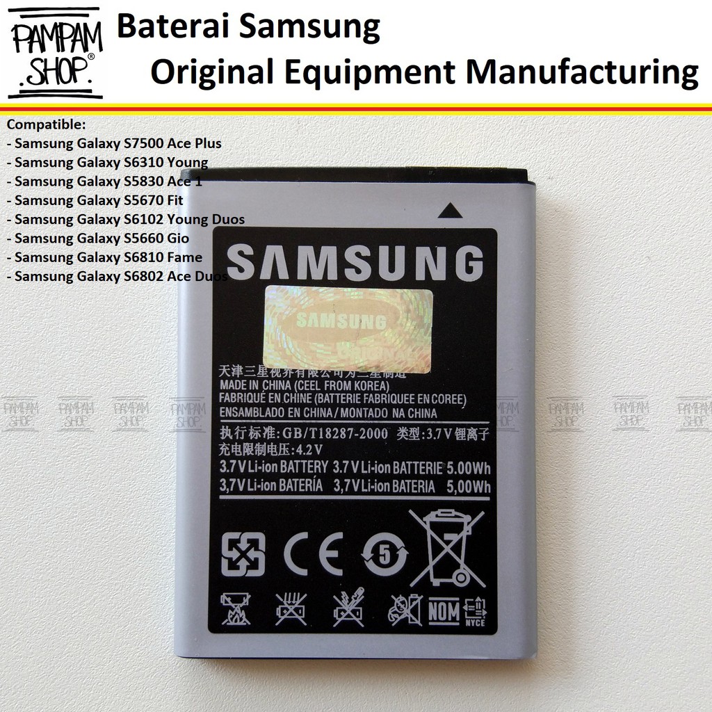 Baterai Handphone Samsung Galaxy S5660 Gio Original | Battery, Batrai, Batre, S 5660, HP, SEIN