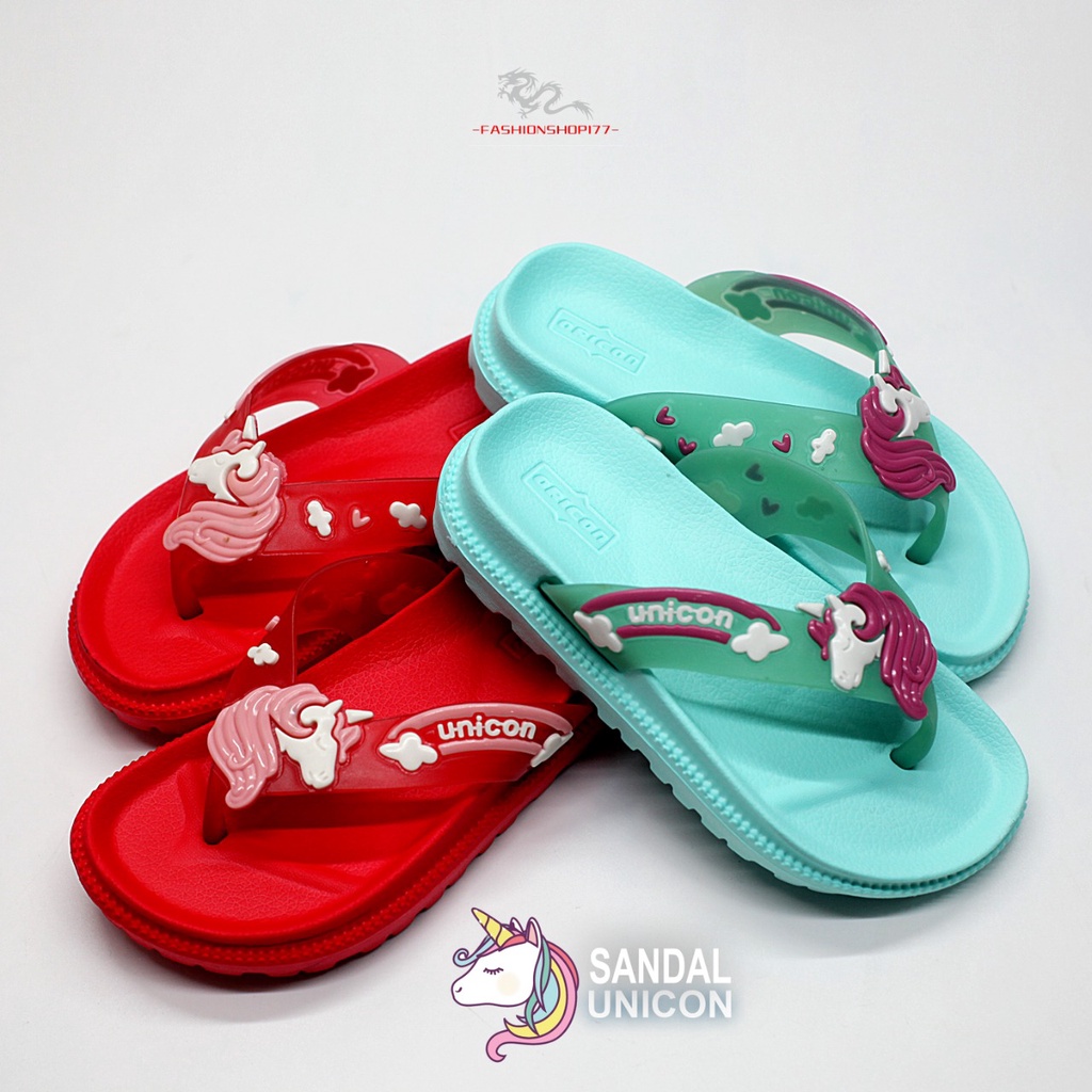 Sandal Jepit Anak Perempuan Bahan Karet Motif Unicon Size 24-35