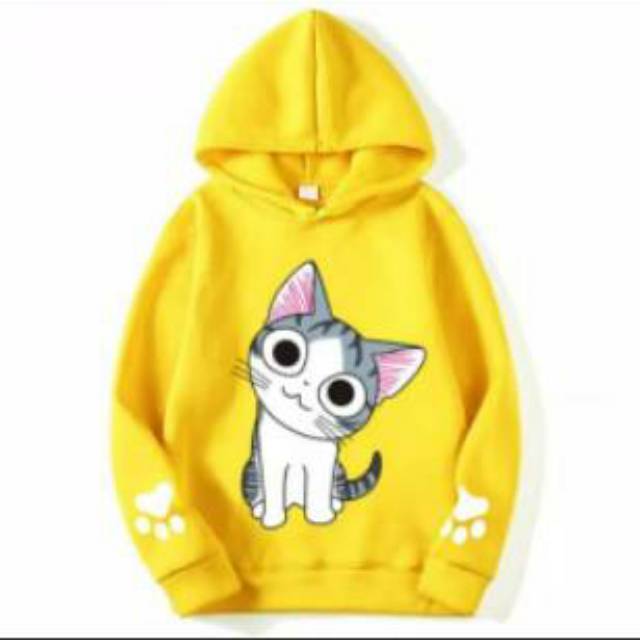 Sweater Hoodie Kucing Kaos Wanita Roundhand Cewek Imut Big Eyes Cat 3