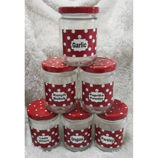 Toples bumbu dapur  bahan kaca  ukuran kecil 1 set isi 