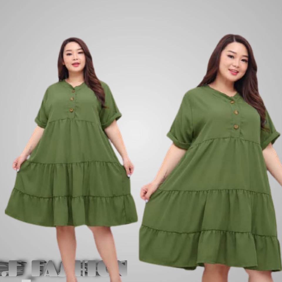 Lagi Tren.. JUNE DRESS MAXI JUMBO REMPEL SUSUN BUMIL BUSUI FRIENDLY 3XL LD 120 POLOS Dress jumbo ld 