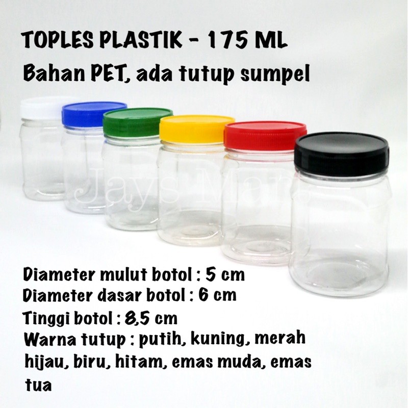 Toples Plastik / Botol Sambal / Toples Bumbu / Toples Sambal / Botol Selai - 175 ml
