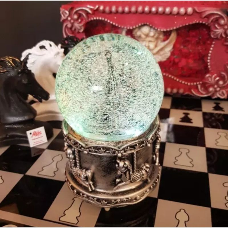 Snowball paris besar souvenir snowglobe paris 16cm dengan musik dan warna lampu