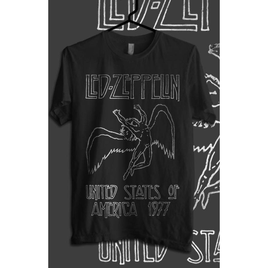 Kaos Oblong Distro Led Zeppelin Rock Band USA 1977
