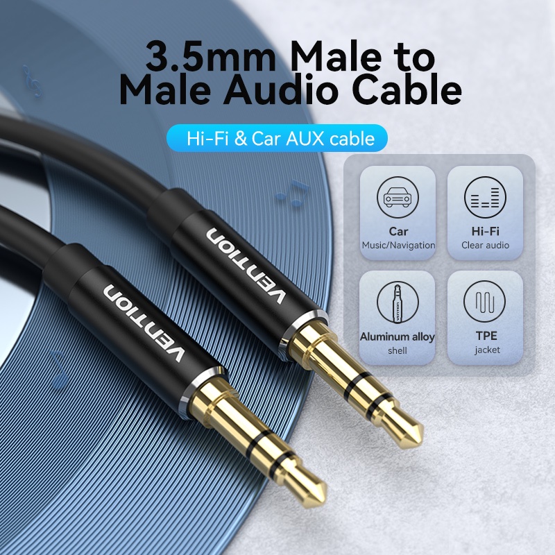 ( Bisa COD ) Vention Kabel Audio Aux 3.5mm Male To Male Hi-Fi Quality Headphone BAX