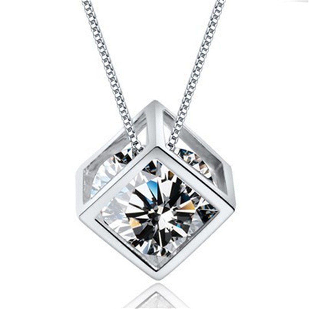 Kalung Sterling Silver 925 Dengan Liontin Kubik Zirkonia Untuk Wanita