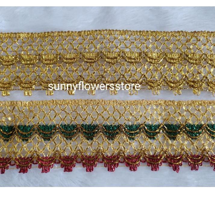 Oke Price.. RENDA GOLD 2  LINE LEBAR 7 CM ISI 10YARD