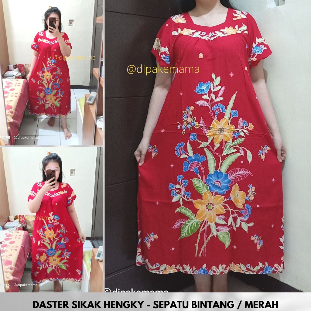 Daster Hengky Sikak ANYELIR TERBARU SEPATU BINTANG roda Baju Tidur Daster Batik Murah Harga Pabrik DASTER WANITA TERLARIS-SPT BINTANG-MERAH